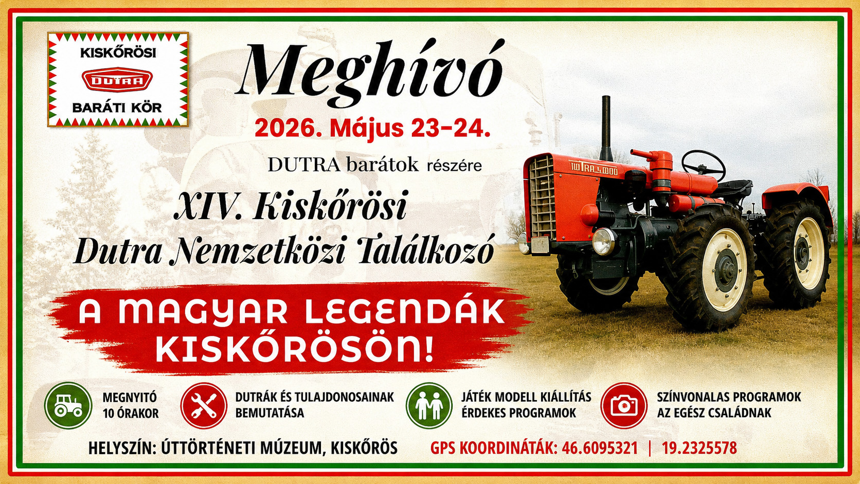 Kikerült a 2026-os Kiskőrösi DUTRA találkozó meghívója